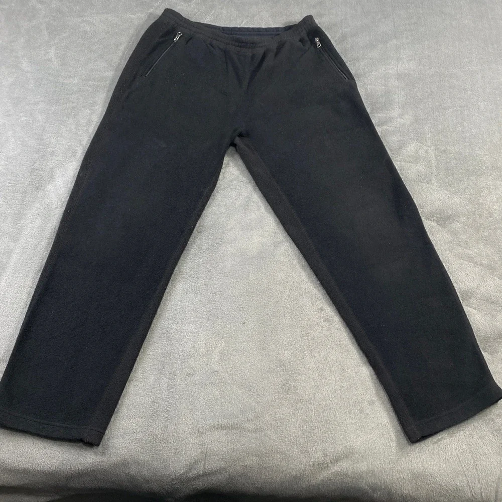 J. Crew Black Fleece Sweatpants Baggy Zipper Pockets Elastic Waist Size‎ M